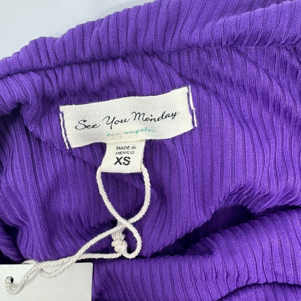 See You Monday Purple Ribbed Strapless Popover Maxi Dress XS D8405M - Picture 5 of 7